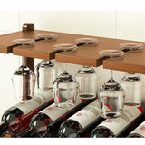 Wine Rack Free Standing 20 Bottles with 8 Glasses Holder Bamboo Wine Storage