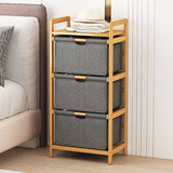 Bamboo Shelf with Storage Hamper - Wooden Bamboo Removable Bags