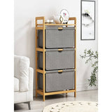 Bamboo Shelf with Storage Hamper - Wooden Bamboo Removable Bags