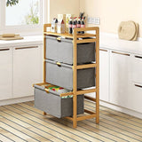 Bamboo Shelf with Storage Hamper - Wooden Bamboo Removable Bags