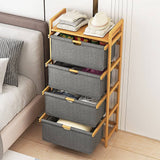 Bamboo Shelf with Storage Hamper - Wooden Bamboo Removable Bags