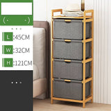 Bamboo Shelf with Storage Hamper - Wooden Bamboo Removable Bags