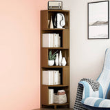 5-Shelf Corner Bookcase Industrial Bookshelf Display Storage Stand