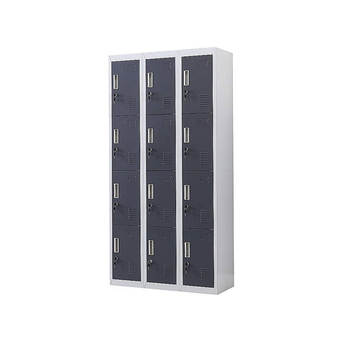 12-Door Locker for Office Gym Shed School Home Storage - Standard Lock with Keys