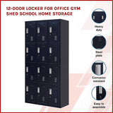 12-Door Locker for Office Gym Shed School Home Storage - Standard Lock with Keys