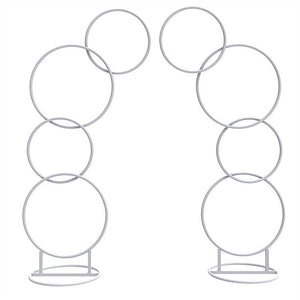 2pcs Round Wedding Arch Backdrop Rings Loops Flower Balloon Lawn Row Stand