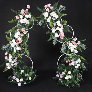 2pcs Round Wedding Arch Backdrop Rings Loops Flower Balloon Lawn Row Stand