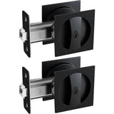 2x Contemporary Entry Square Pocket Door Hardware with Key