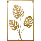 Metal Wall Picture with Leaves 40 x 60 cm Golden Decoration