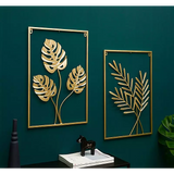 Metal Wall Picture with Leaves 40 x 60 cm Golden Decoration