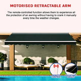 Motorised Outdoor Folding Arm Awning Retractable Sunshade Canopy Black 3.0m x 2.5m