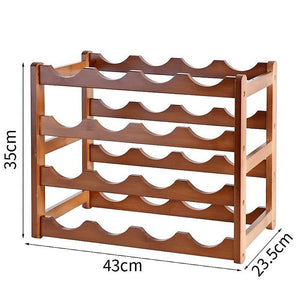 Bamboo Stackable Modular Freestanding Countertop Wine Shelf Rack