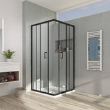 Adjustable 900x900mm Double Sliding Door Glass Shower Screen in Black