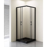 Adjustable 900x1000mm Double Sliding Door Glass Shower Screen in Black