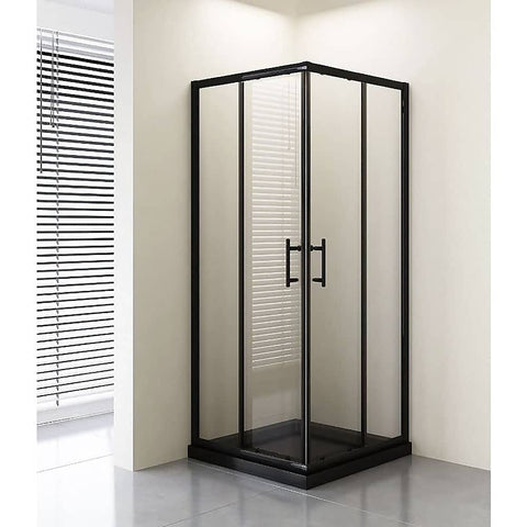 Adjustable 900x1200mm Double Sliding Door Glass Shower Screen in Black