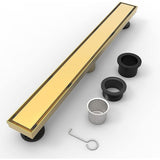 1000mm Tile Insert Bathroom Shower Brushed Brass Grate Drain w/Centre outlet Floor Waste