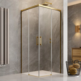 Adjustable 900x1000mm Double Sliding Door Glass Shower Screen in Gold