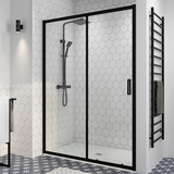 Adjustable 1100-1200mm Wall to Wall Sliding Door Glass Shower Screen in Black