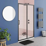 Adjustable 800-900mm Wall to Wall Sliding Door Glass Shower Screen in Black