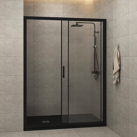 Adjustable 1000-1100mm Wall to Wall Sliding Door Glass Shower Screen in Black