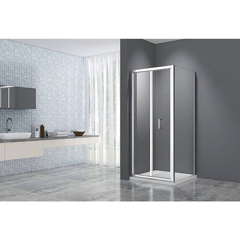 Adjustable 1400x800mm Single Door Corner Sliding Glass Shower Screen in Chrome