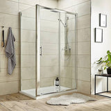 Adjustable 1400x920mm Single Door Corner Sliding Glass Shower Screen in Chrome