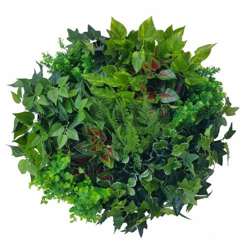 Artificial Green Wall Disk Art 60cm - Mixed Fern & Ivy