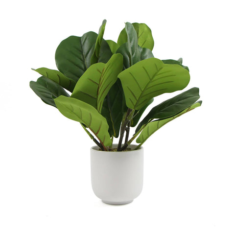 Decorative Potted Dense Artificial Fiddle Leaf Fig In Beautiful Decorative Bowl 37cm