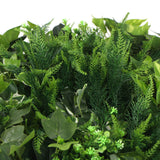 Slimline Artificial Green Wall Disc Art 100cm Mixed Green Fern (Fresh White)