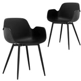 Looney Black Elegant Armrest Dining Chair Set of 2