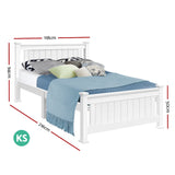 King Single Wooden Bed Frame - White