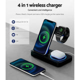 Devanti 4-in-1 Wireless Charger Station Fast Charging for Phone Black