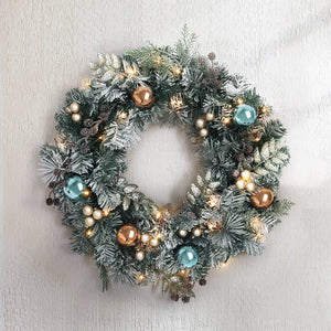 Jingle Jollys Christmas Wreath with Pre-Lit Lights Ornament 60CM Xmas Tree Decor