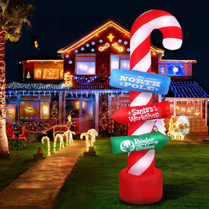 Jingle Jollys 2.4M Christmas Inflatable Santa Guide Candy Pole Xmas Decor LED