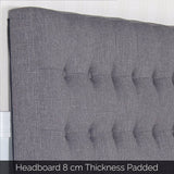 Bed Head Queen Charcoal Headboard Upholstery Fabric Tufted Buttons