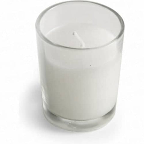 White Wax Clear Glass Holder Votive Candle - Wedding Event Centrepiece Table Decoration