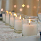 White Wax Clear Glass Holder Votive Candle - Wedding Event Centrepiece Table Decoration