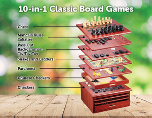 Darrahopens.com.au-10 in 1 Wooden Chess Board Games Slide Out Checkers House Unit Set